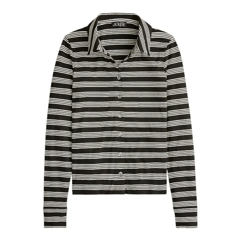 J. Crew Long-sleeve button-up‎ top in striped refined rib NWT
